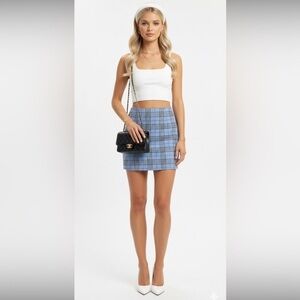 Love Tree Blue Plaid Mini Skirt